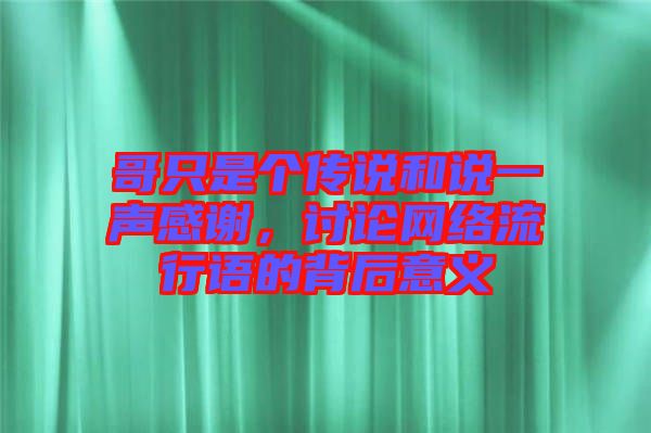 哥只是个传说和说一声感谢，讨论网络流行语的背后意义