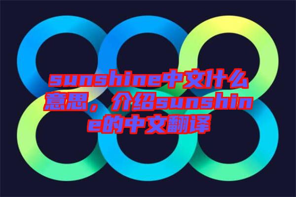 sunshine中文什么意思，介绍sunshine的中文翻译