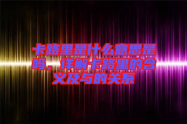 卡路里是什么意思是吗，详解卡路里的含义及与的关系