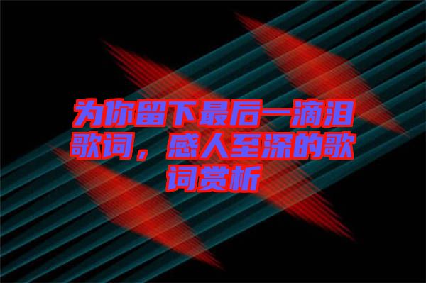 为你留下最后一滴泪歌词，感人至深的歌词赏析