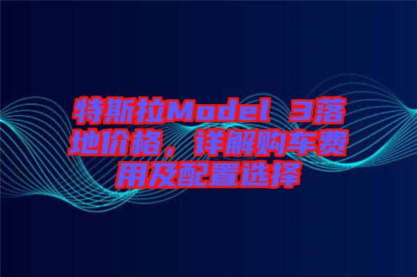 特斯拉Model 3落地价格，详解购车费用及配置选择