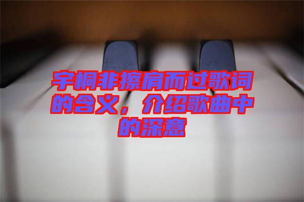 宇桐非擦肩而过歌词的含义，介绍歌曲中的深意