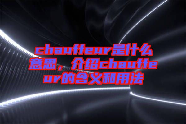 chauffeur是什么意思，介绍chauffeur的含义和用法