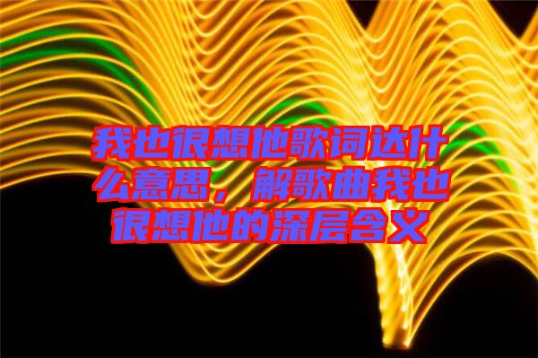 我也很想他歌词达什么意思，解歌曲我也很想他的深层含义