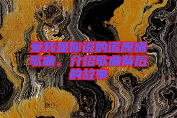 爱我是你说的谎原唱歌曲，介绍歌曲背后的故事