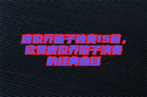 唐俊乔笛子独奏15首，欣赏唐俊乔笛子演奏的经典曲目