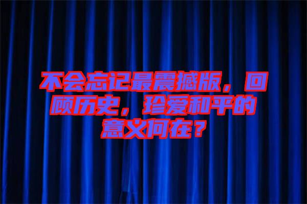 不会忘记最震撼版，回顾历史，珍爱和平的意义何在？