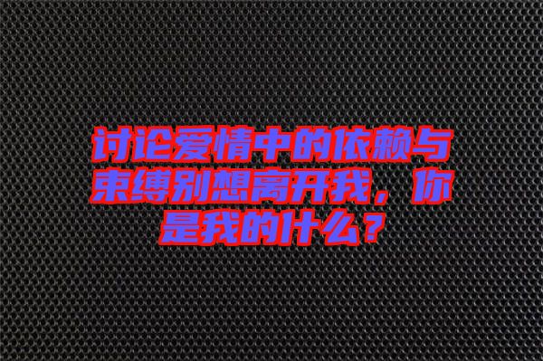 讨论爱情中的依赖与束缚别想离开我，你是我的什么？