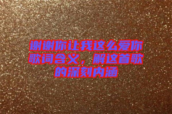 谢谢你让我这么爱你歌词含义，解这首歌的深刻内涵