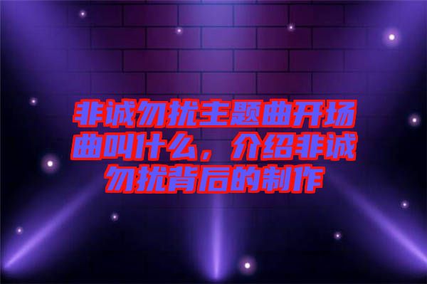 非诚勿扰主题曲开场曲叫什么，介绍非诚勿扰背后的制作