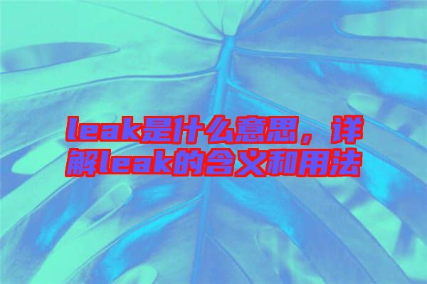 leak是什么意思，详解leak的含义和用法