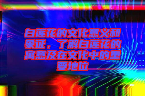 白莲花的文化意义和象征，了解白莲花的寓意及在文化中的重要地位