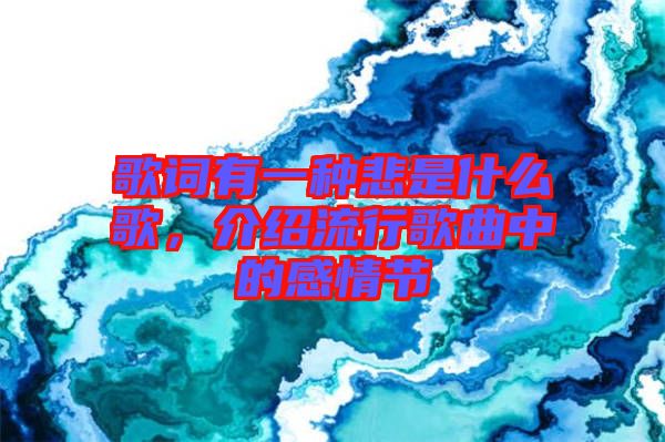 歌词有一种悲是什么歌，介绍流行歌曲中的感情节