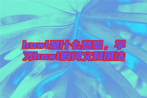 howl是什么意思，学习howl的词义和用法