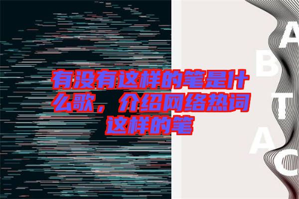 有没有这样的笔是什么歌，介绍网络热词这样的笔