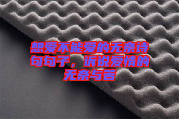 想爱不能爱的无奈诗句句子，诉说爱情的无奈与苦