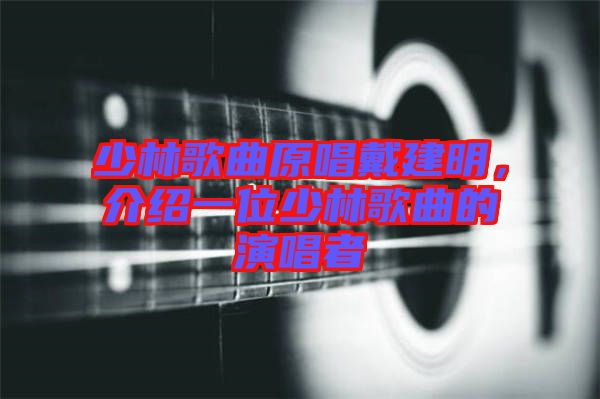 少林歌曲原唱戴建明，介绍一位少林歌曲的演唱者