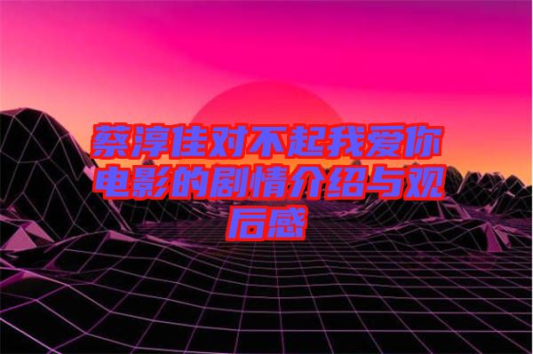 蔡淳佳对不起我爱你电影的剧情介绍与观后感