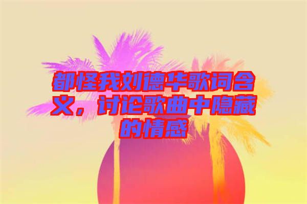 都怪我刘德华歌词含义，讨论歌曲中隐藏的情感