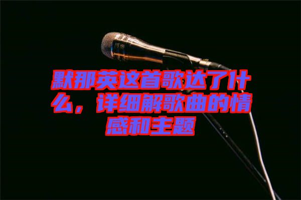 默那英这首歌达了什么，详细解歌曲的情感和主题