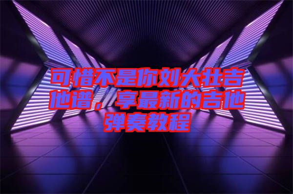 可惜不是你刘大壮吉他谱，享最新的吉他弹奏教程