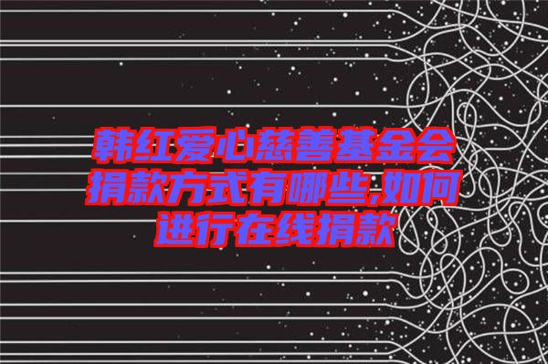 韩红爱心慈善基金会捐款方式有哪些,如何进行在线捐款