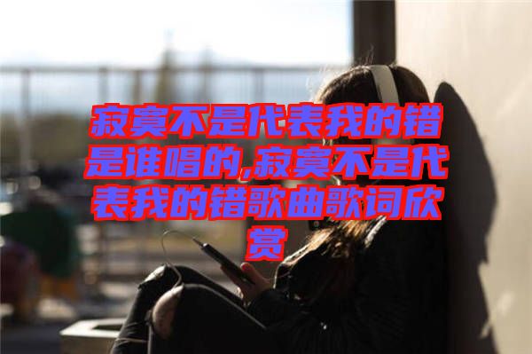 寂寞不是代表我的错是谁唱的,寂寞不是代表我的错歌曲歌词欣赏