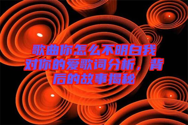 歌曲你怎么不明白我对你的爱歌词分析，背后的故事揭秘