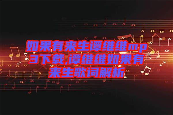 如果有来生谭维维mp3下载,谭维维如果有来生歌词解析