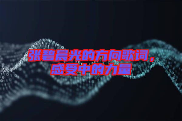 张碧晨光的方向歌词，感受中的力量
