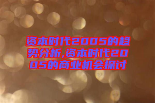 资本时代2005的趋势分析,资本时代2005的商业机会探讨