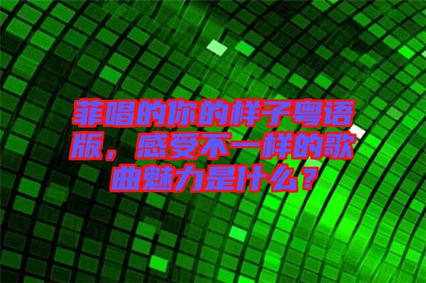 菲唱的你的样子粤语版，感受不一样的歌曲魅力是什么？