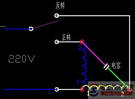 单相电机正反转的接线图2